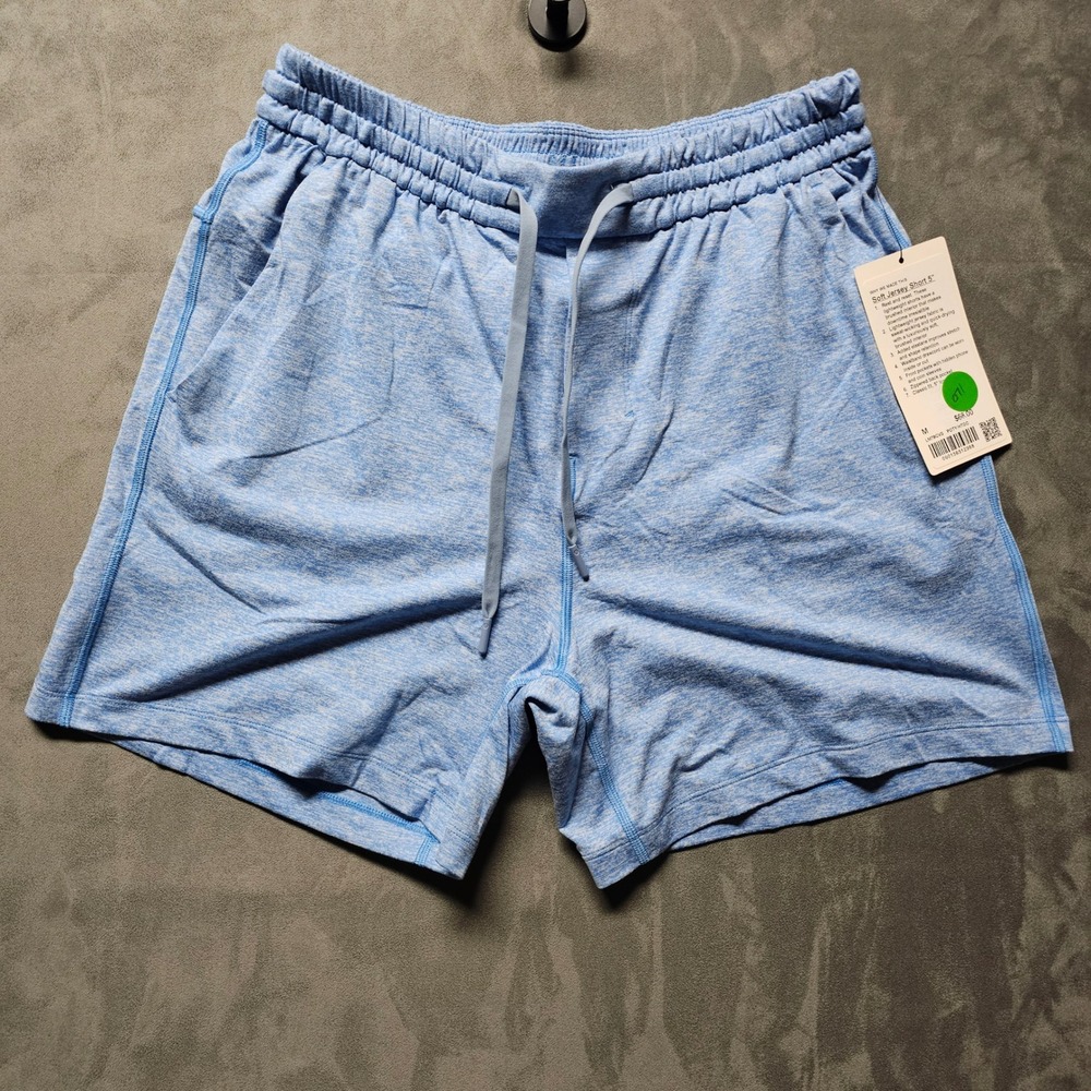 Lululemon Mens Soft Jersey Short 5" Heathered Blue LM7BCVS Size M NWT